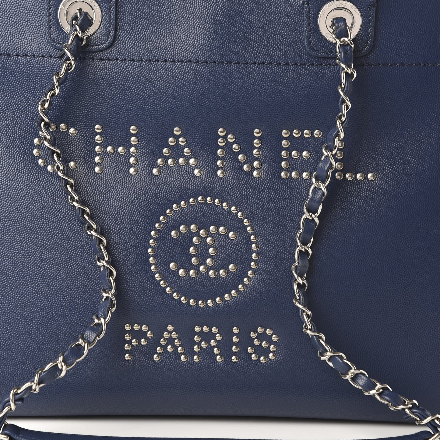 Caviar Small Studded Deauville Tote Navy