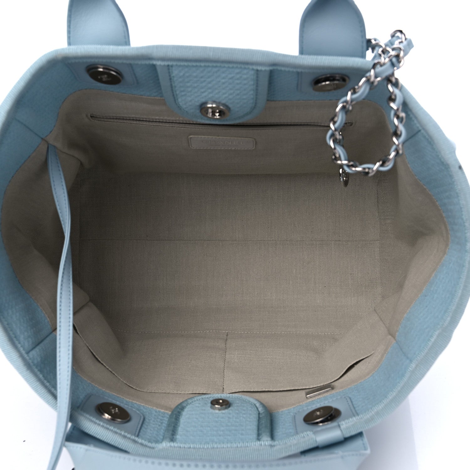 Chanel Mixed Fibers Small Deauville Tote Light Blue 6 of 15