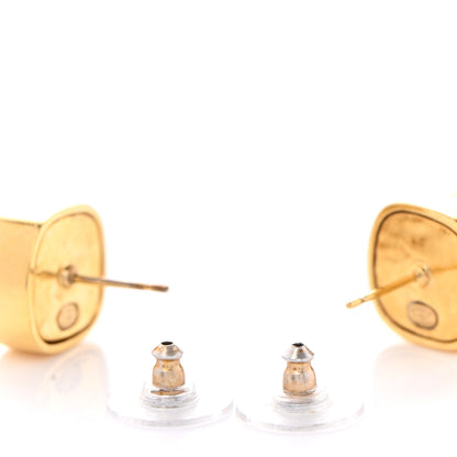 Chanel Crystal CC Square Earrings Gold 3 of 4