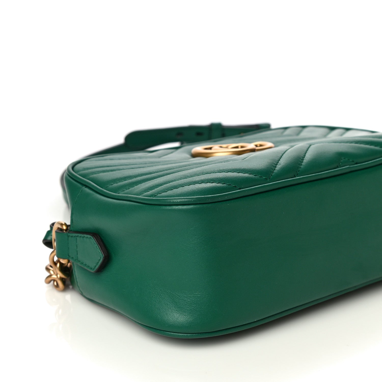 Gucci Calfskin Matelasse Small GG Marmont Chain Shoulder Bag Emerald Green 10 of 21
