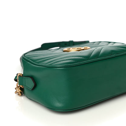 Gucci Calfskin Matelasse Small GG Marmont Chain Shoulder Bag Emerald Green 10 of 21