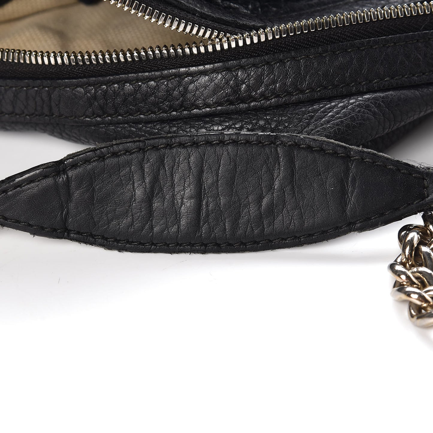 Pebbled Calfskin Medium Soho Chain Hobo Black