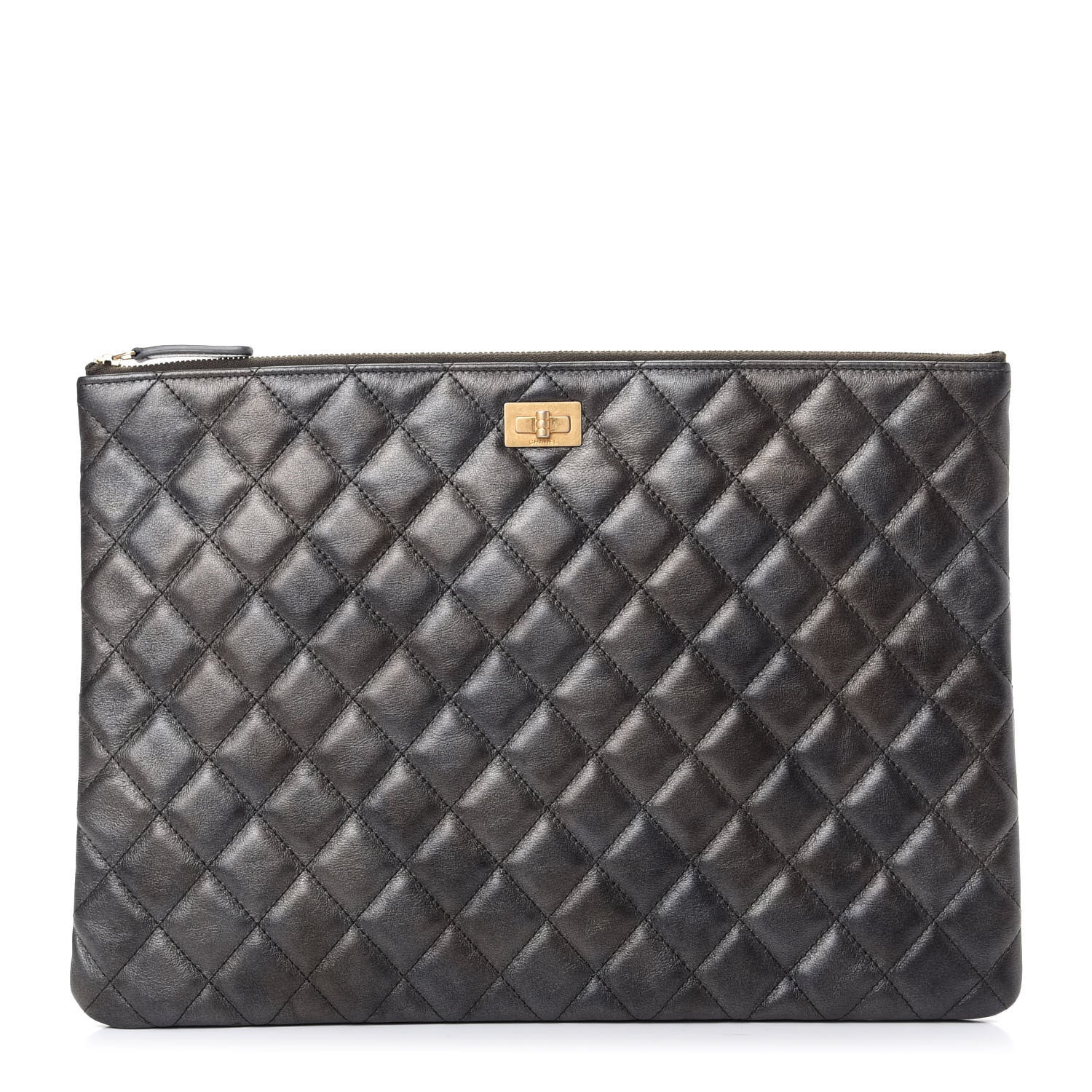 Chanel Metallic Calfskin Quilted Large Reissue Cosmetic Case Black 1 of 7