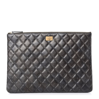 Chanel Metallic Calfskin Quilted Large Reissue Cosmetic Case Black 1 of 7