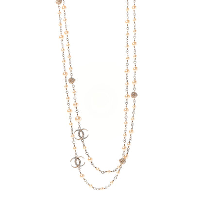 Chanel Pearl Crystal CC Long Necklace Gold 1 of 4