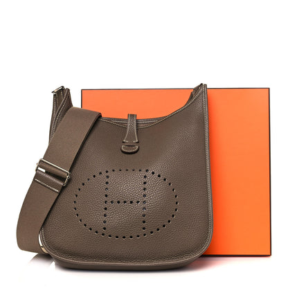 Hermes Taurillon Clemence Evelyne III PM Etoupe 11 of 11