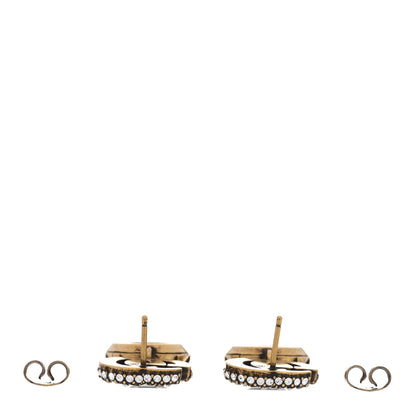 Gucci Metal Crystal Double G Drop Earrings Black Gold 3 of 6