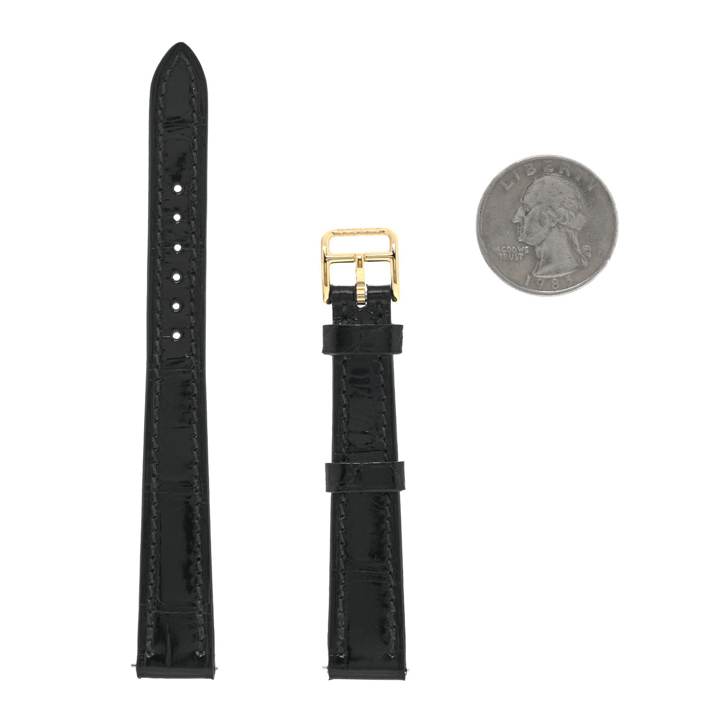 Shiny Alligator Mini Heure H 21mm Watch Strap Black