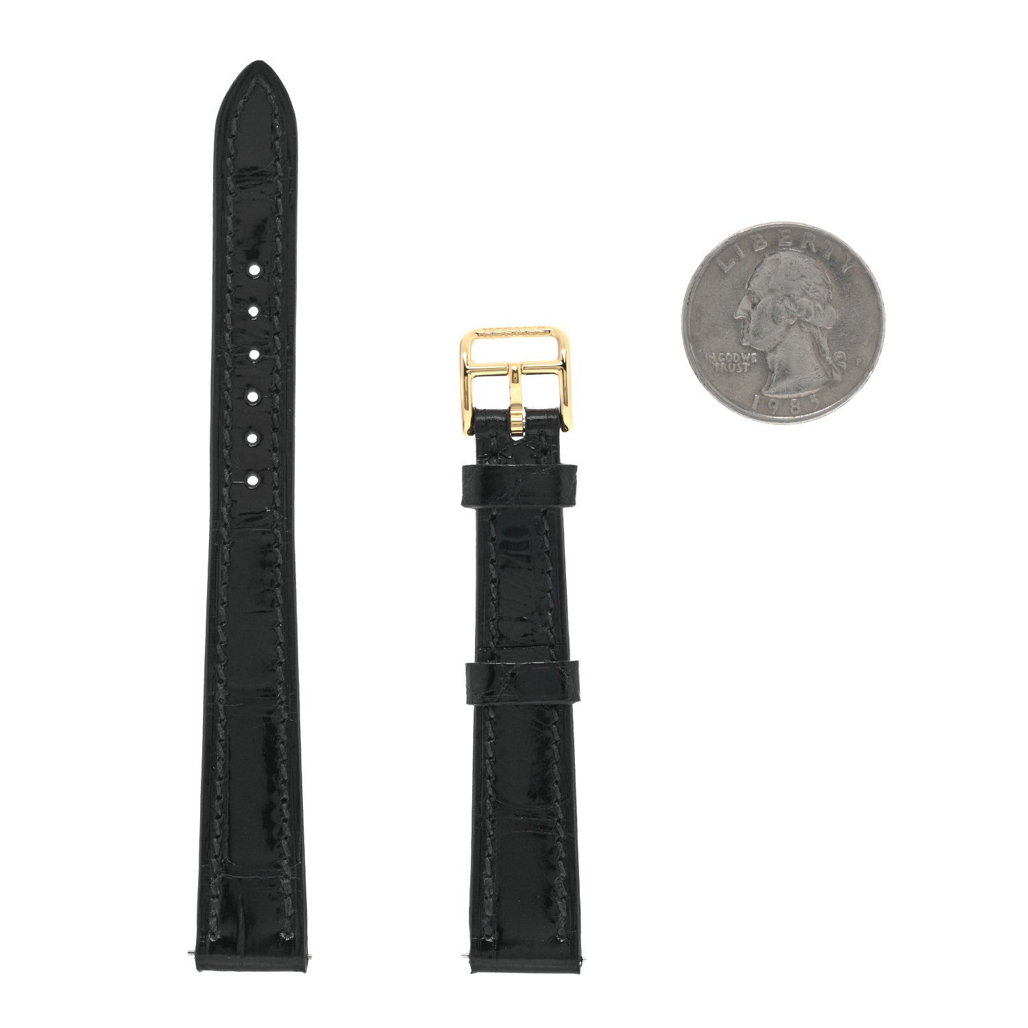 Hermes Shiny Alligator Mini Heure H 21mm Watch Strap Black 2 of 3