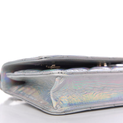 Chanel Iridescent Goatskin Quilted Wallet On Chain WOC Silver 6 of 11