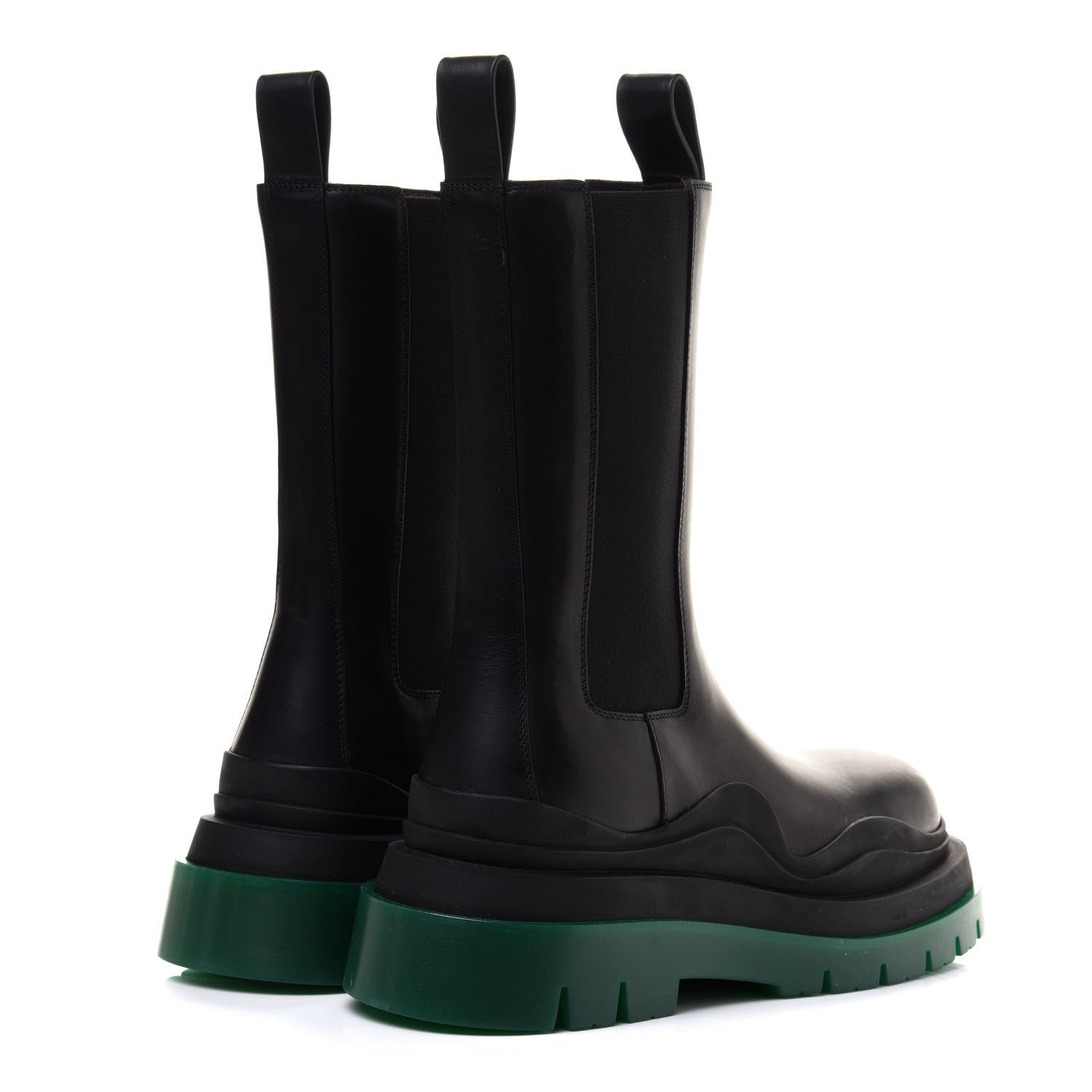 Bottega Veneta Calfskin The Tire Chelsea Boots 40 Black Green 4 of 9