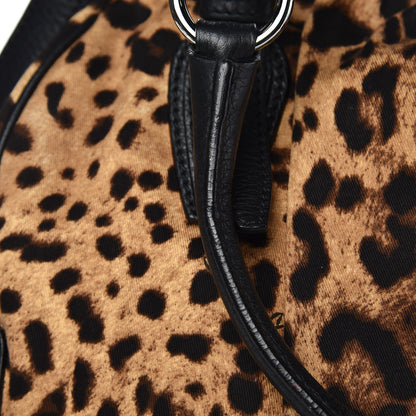 Dolce & Gabbana Leopard Print Canvas Calfskin Animalier Shoulder Bag Black 10 of 17