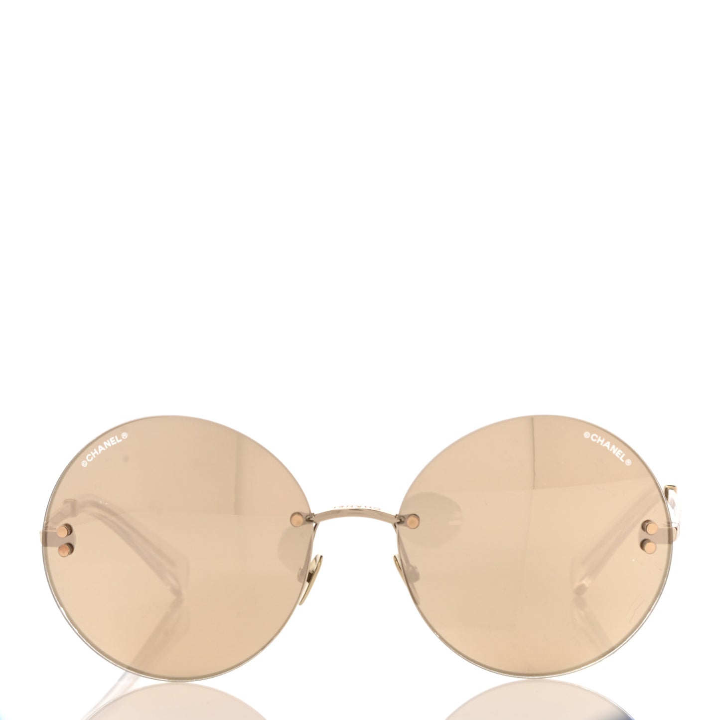 Gold Plated Acetate Mirror Round Signature Sunglasses 71308 Gold