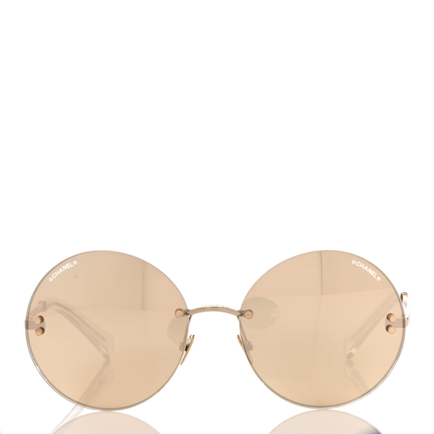 Chanel Gold Plated Acetate Mirror Round Signature Sunglasses 71308 Gold 2 of 8