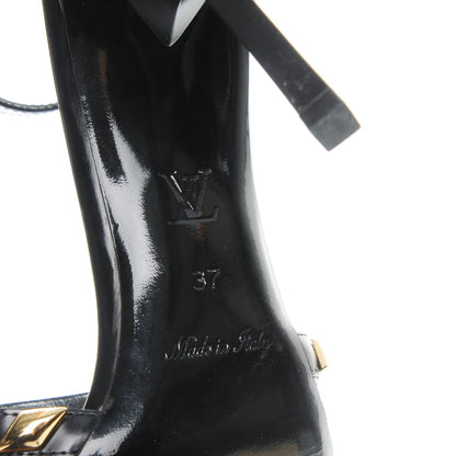 Louis Vuitton Calfskin Monogram Eldorado Heeled Sandals 37 Black 6 of 8