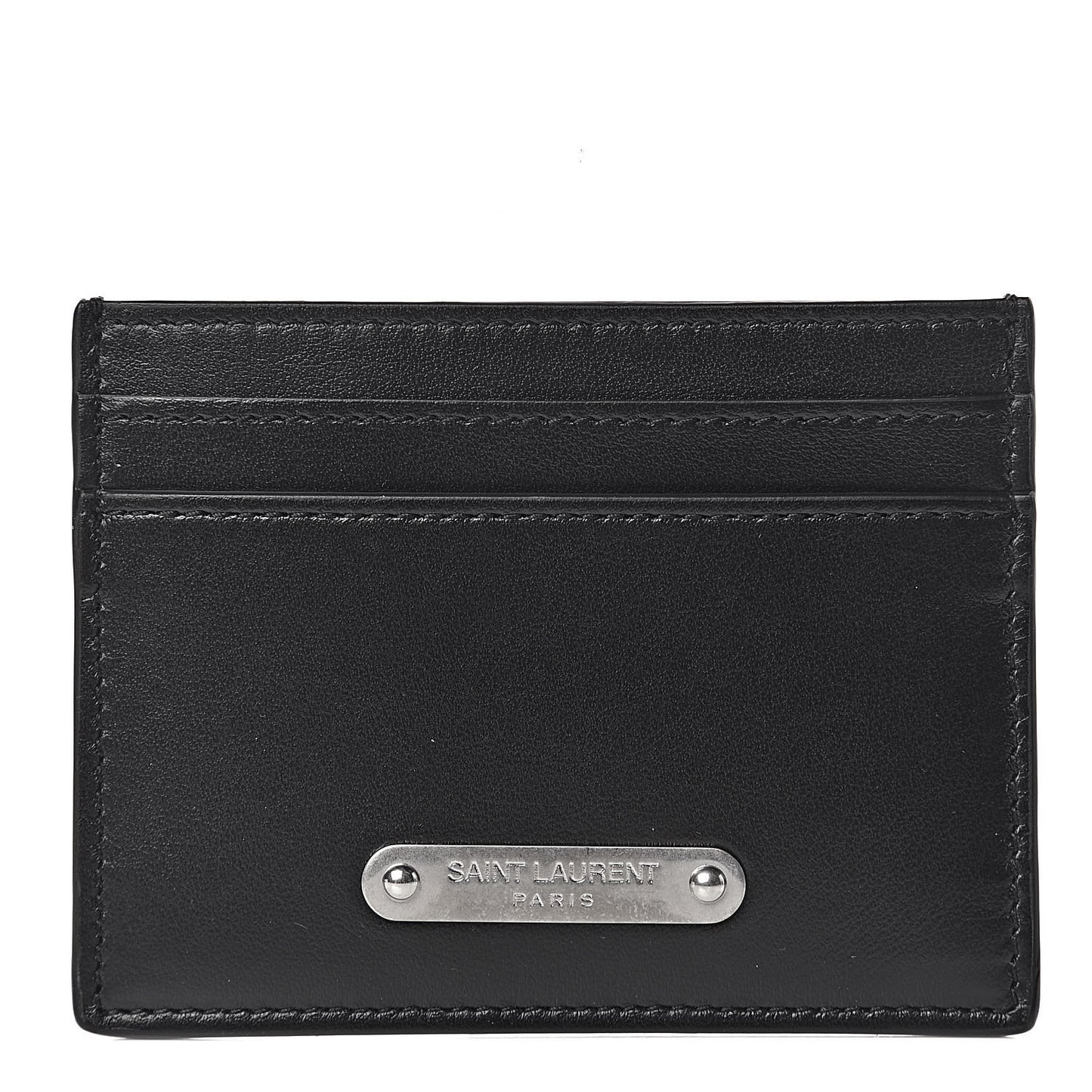 Calfskin Plate Card Case Black