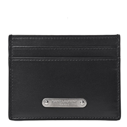 Saint Laurent Calfskin Plate Card Case Black 1 of 8