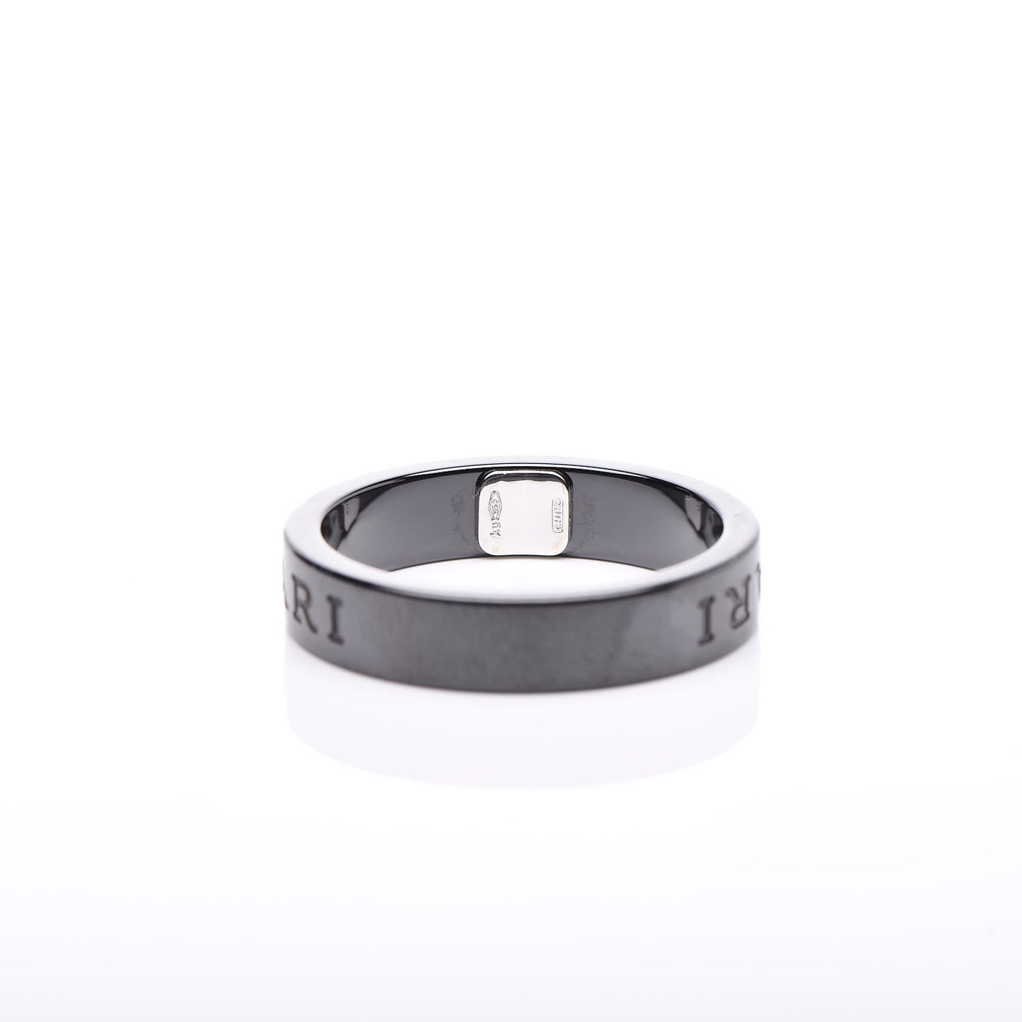 18K White Gold Ceramic Diamond B.Zero1 Essential Band Ring 65/11 Black