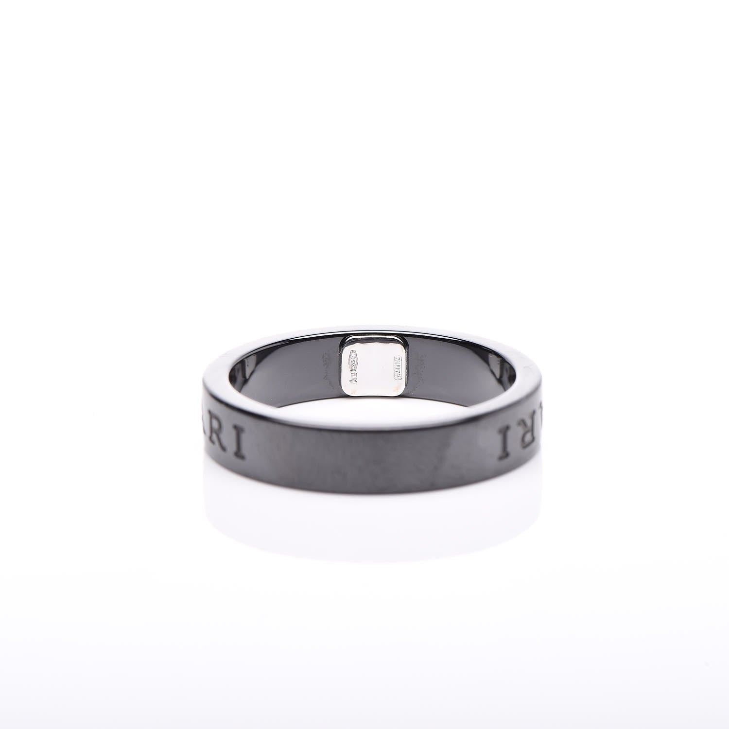 Bulgari 18K White Gold Ceramic Diamond B.Zero1 Essential Band Ring 65/11 Black 5 of 6