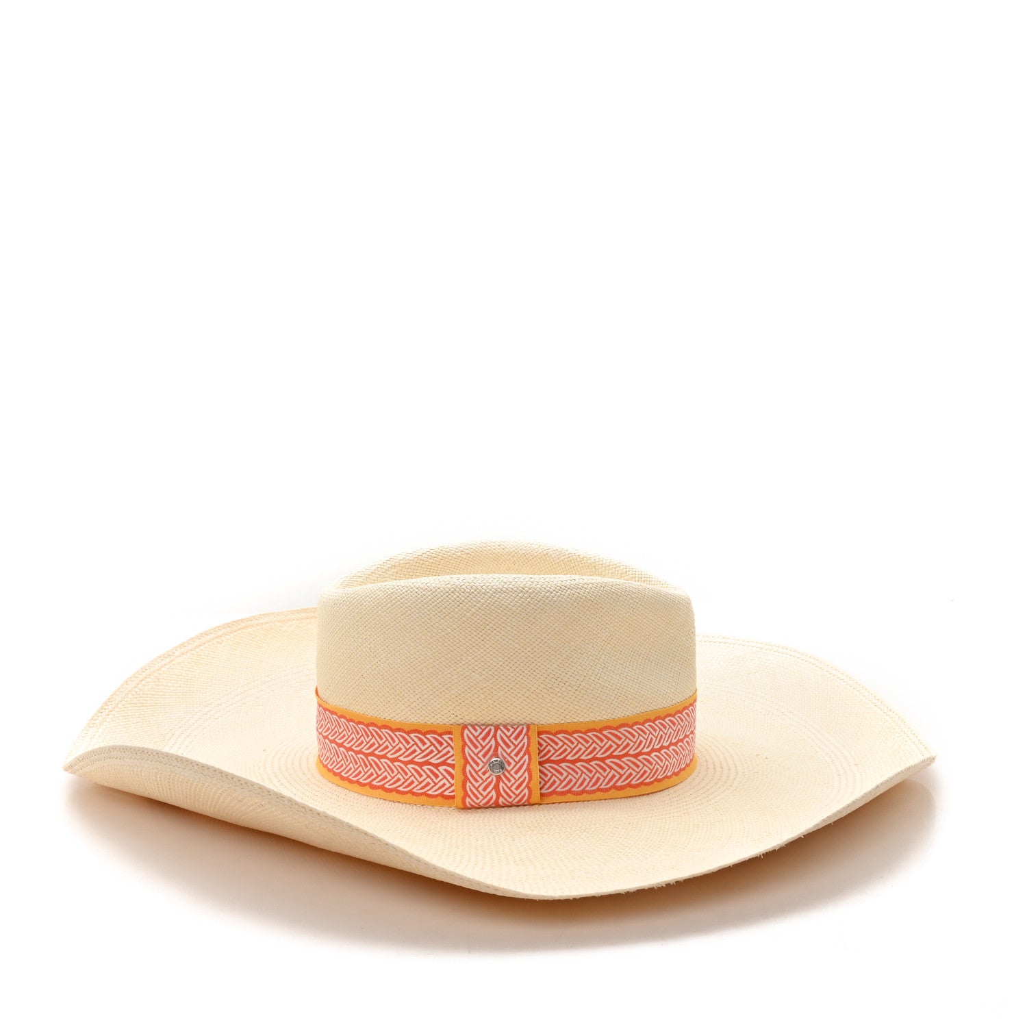Hermes Straw Arizona Panama Brisa Hat 57 Naturel Orange 1 of 12