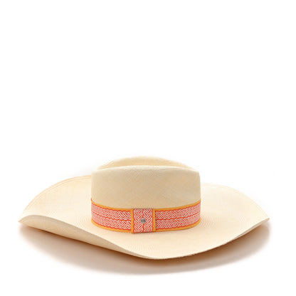 Hermes Straw Arizona Panama Brisa Hat 57 Naturel Orange 1 of 12
