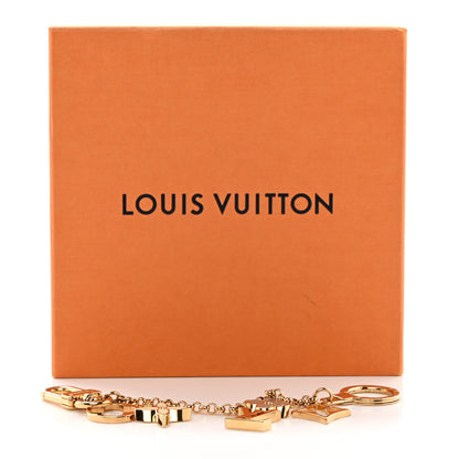Louis Vuitton Brass Enamel Fleur De Monogram Bag Charm Chain Gold 5 of 5