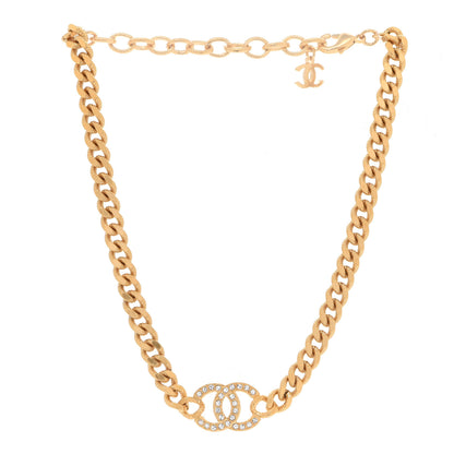 Chanel Crystal Chain Link CC Choker Necklace Gold 3 of 6