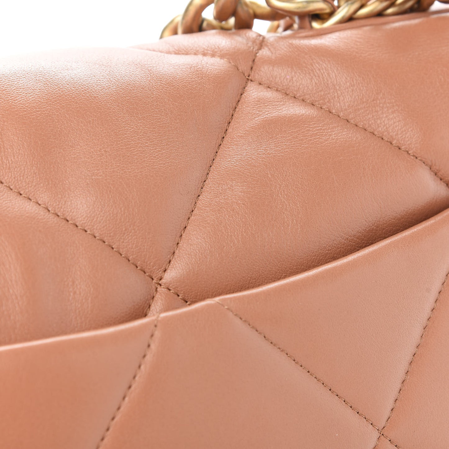 Lambskin Quilted Large Chanel 19 Flap Brown