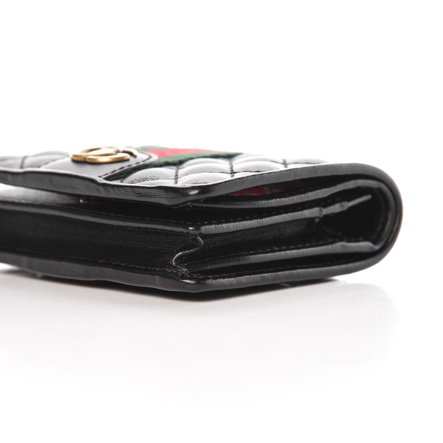 Calfskin Web Trapuntata GG Marmont Card Case Wallet Black