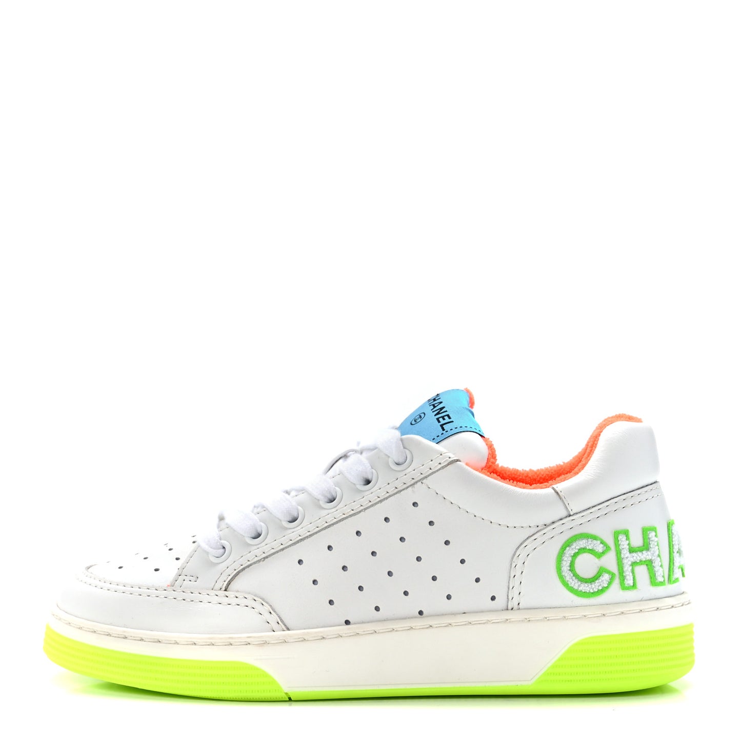Calfskin Womens Logo Sneakers 36.5 White Multicolor