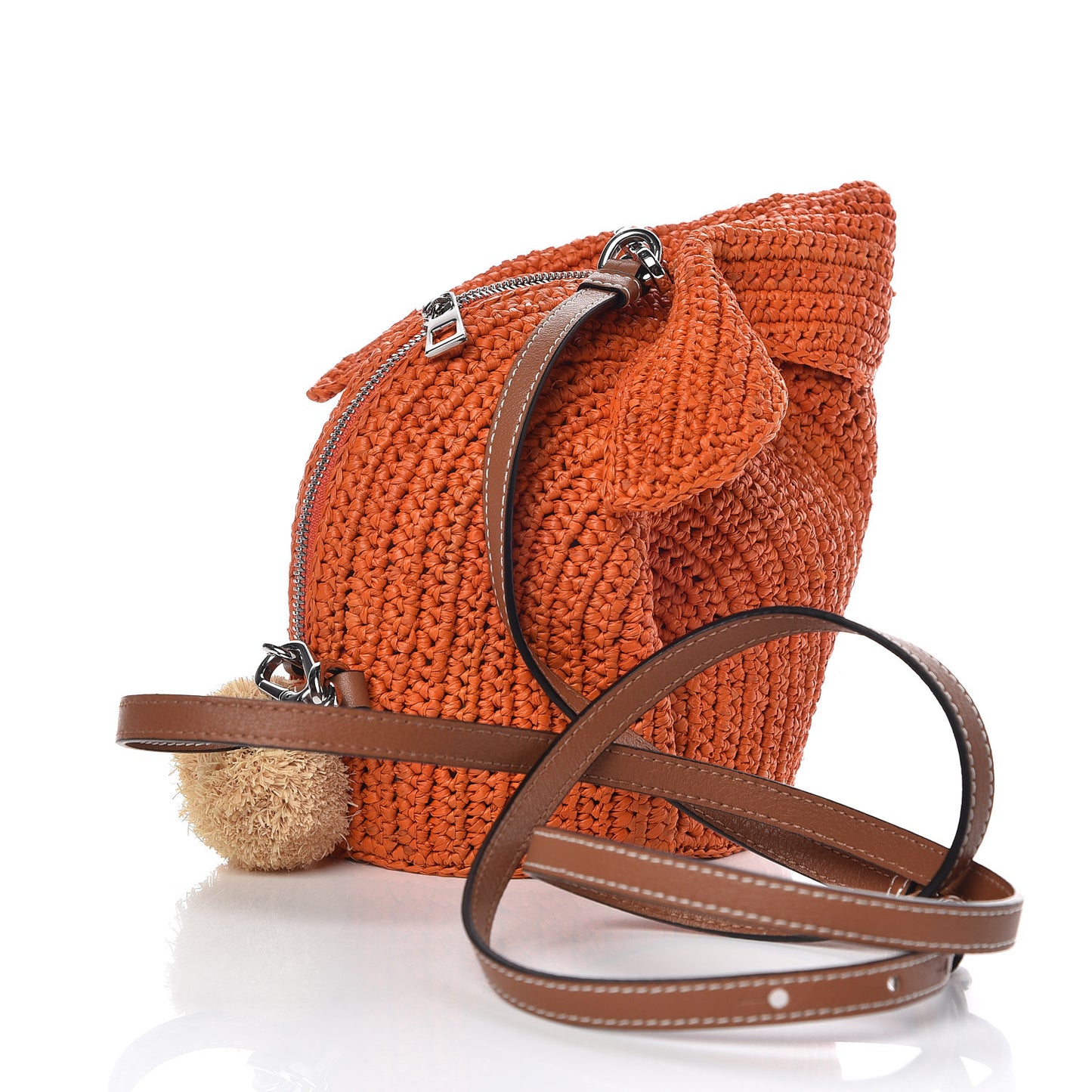 Raffia Mini Bunny Crossbody Bag Orange