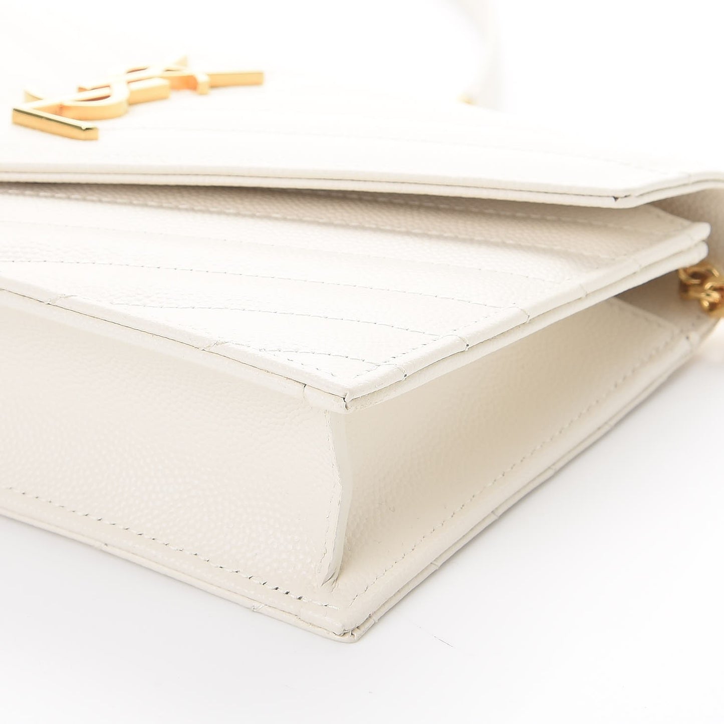 Grain De Poudre Matelasse Chevron Monogram Envelope Chain Wallet Porcellana