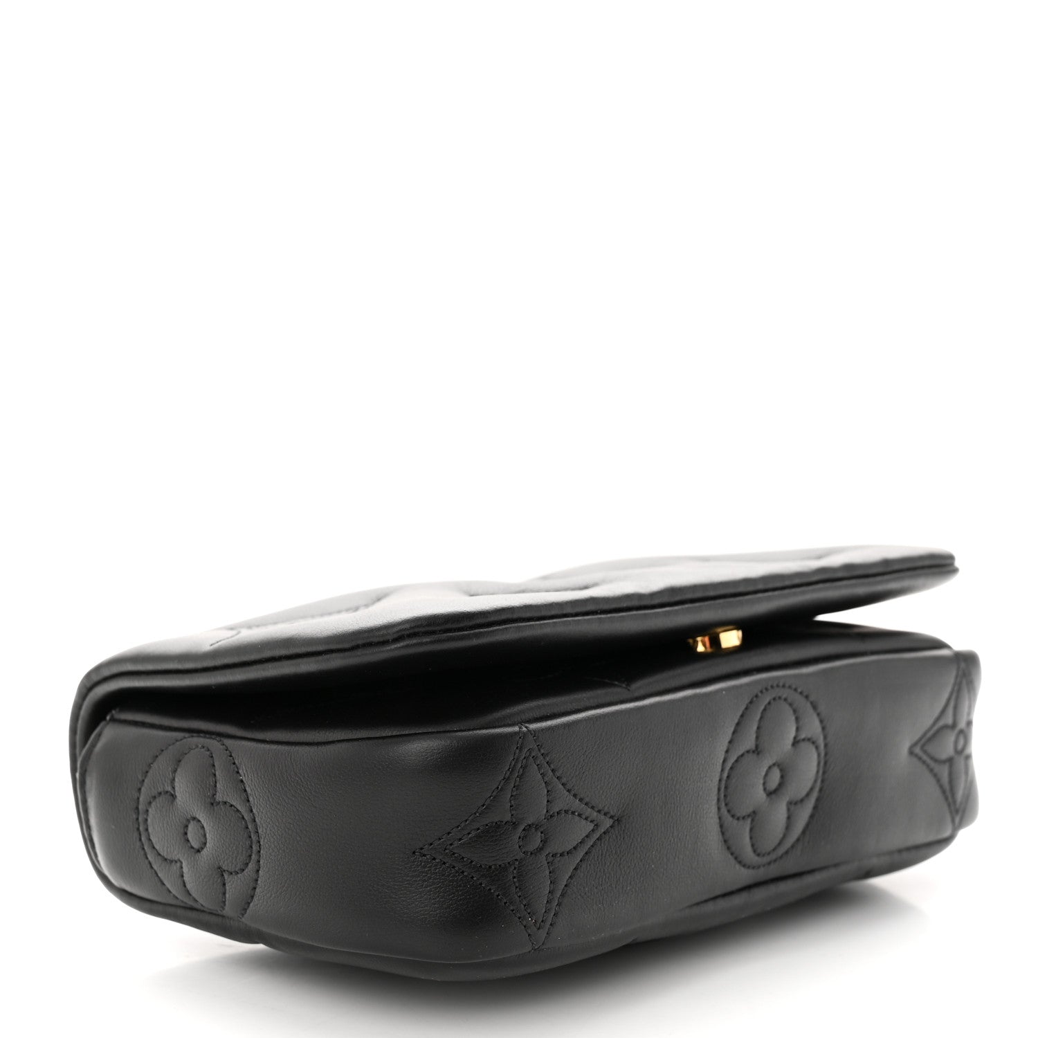 Louis Vuitton Calfskin Bubblegram Wallet On Strap Black 4 of 9