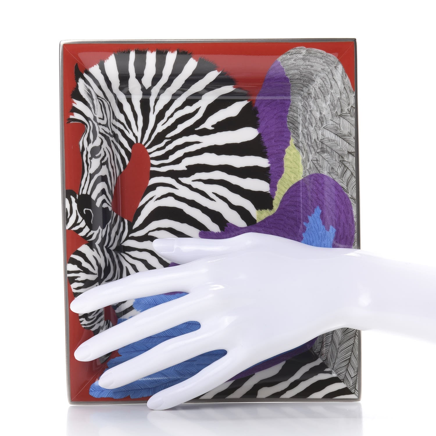 Hermes Porcelain Zebra Pegasus Change Tray Bougainvillea 2 of 6