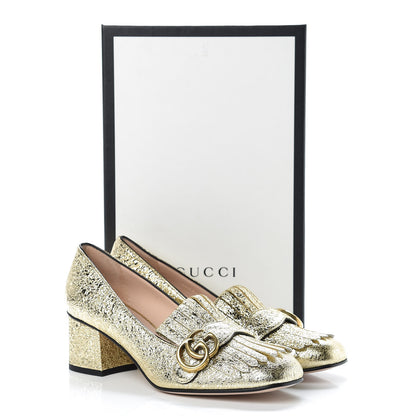 Gucci Galassia GG Marmont Fringe 50mm Loafer Pumps 38.5 Platino 8 of 8