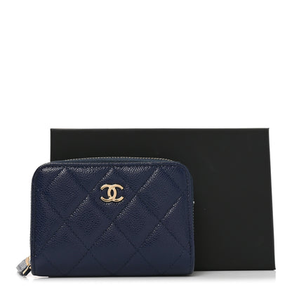 Chanel Caviar Quilted Zip Coin Purse Navy 8 of 8