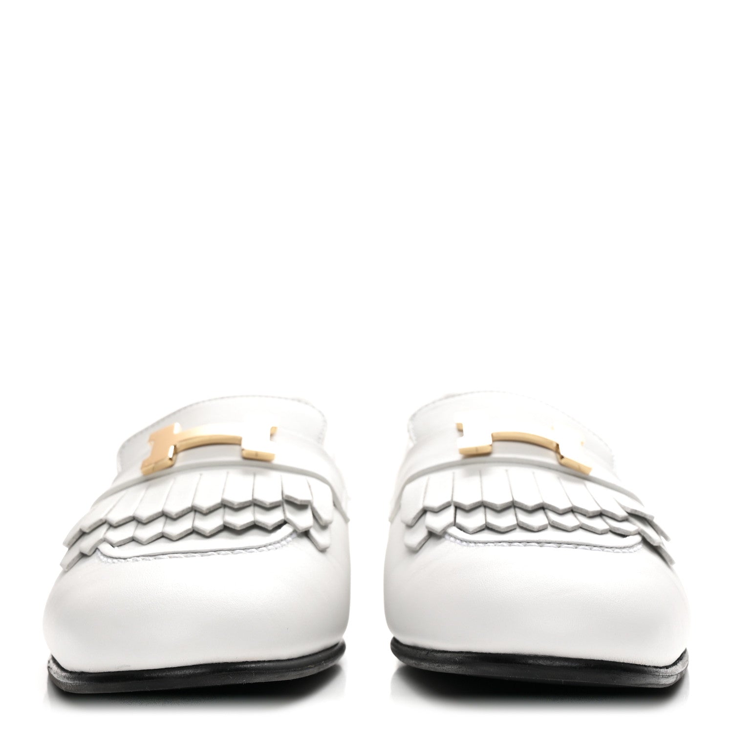 Hermes Calfskin Womens Royal Loafers 37 White 3 of 10