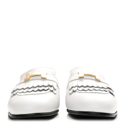 Hermes Calfskin Womens Royal Loafers 37 White 3 of 10