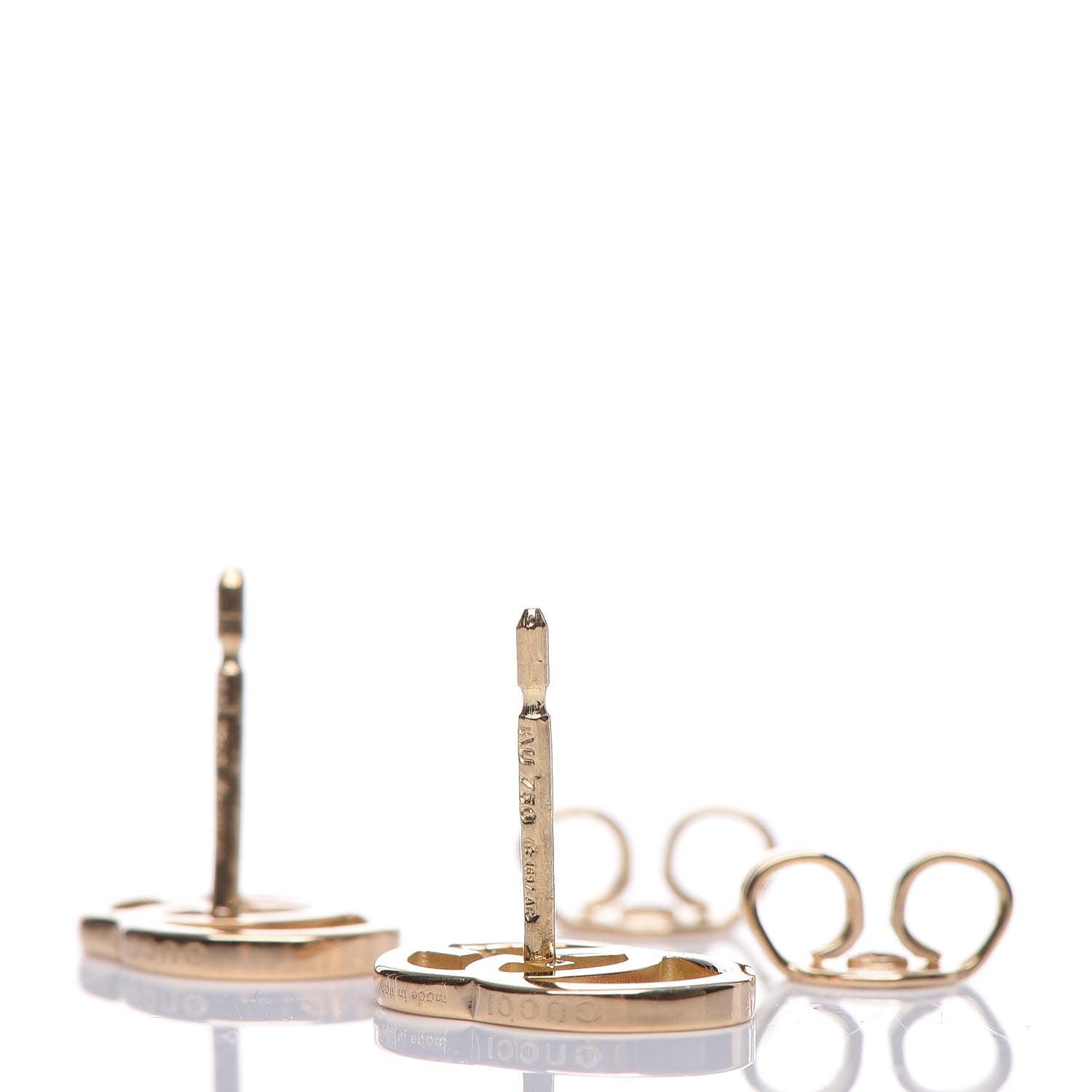 Gucci 18K Yellow Gold GG Tissue Stud Earrings 3 of 5