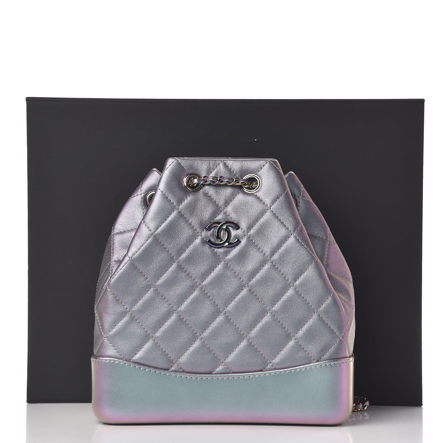 Iridescent Lambskin Calfskin Small Quilted Gabrielle Backpack Light Purple
