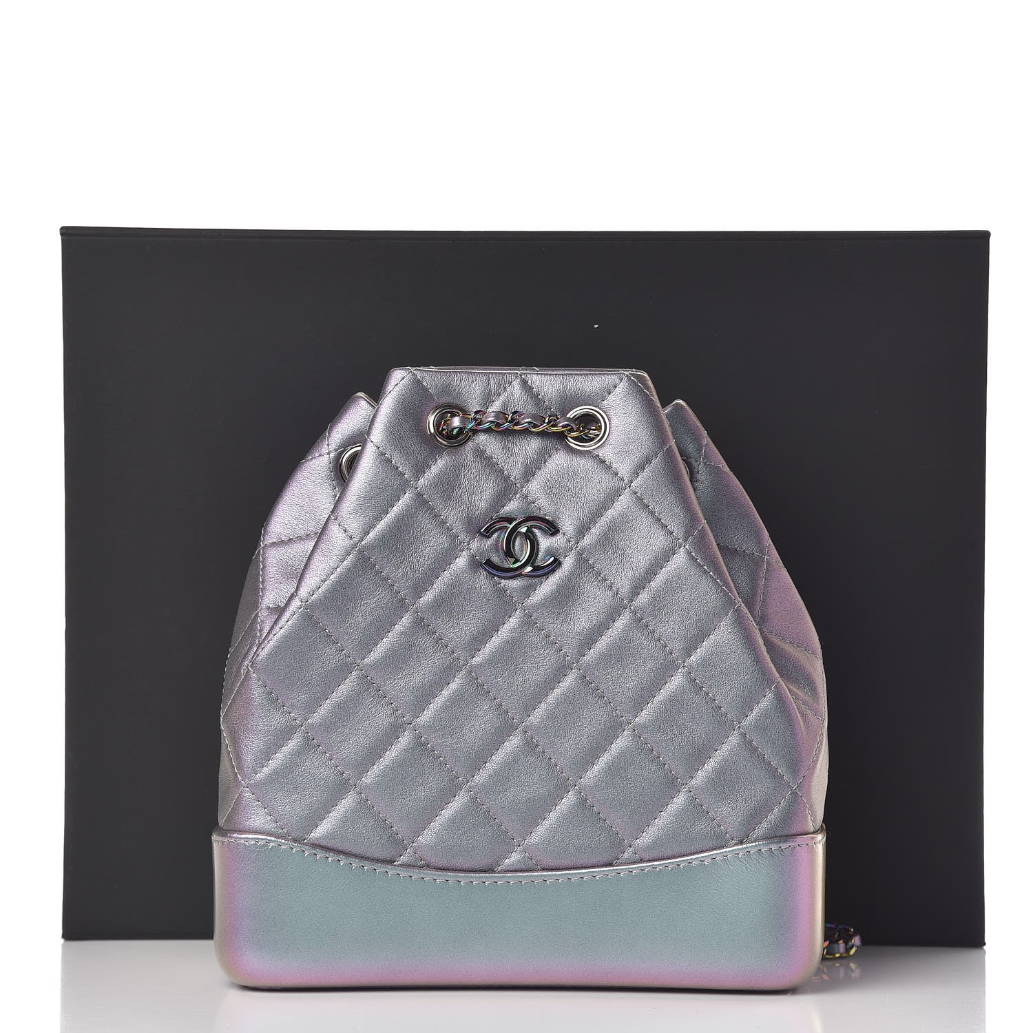 Chanel Iridescent Lambskin Calfskin Small Quilted Gabrielle Backpack Light Purple 12 of 12