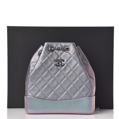 Chanel Iridescent Lambskin Calfskin Small Quilted Gabrielle Backpack Light Purple 12 of 12