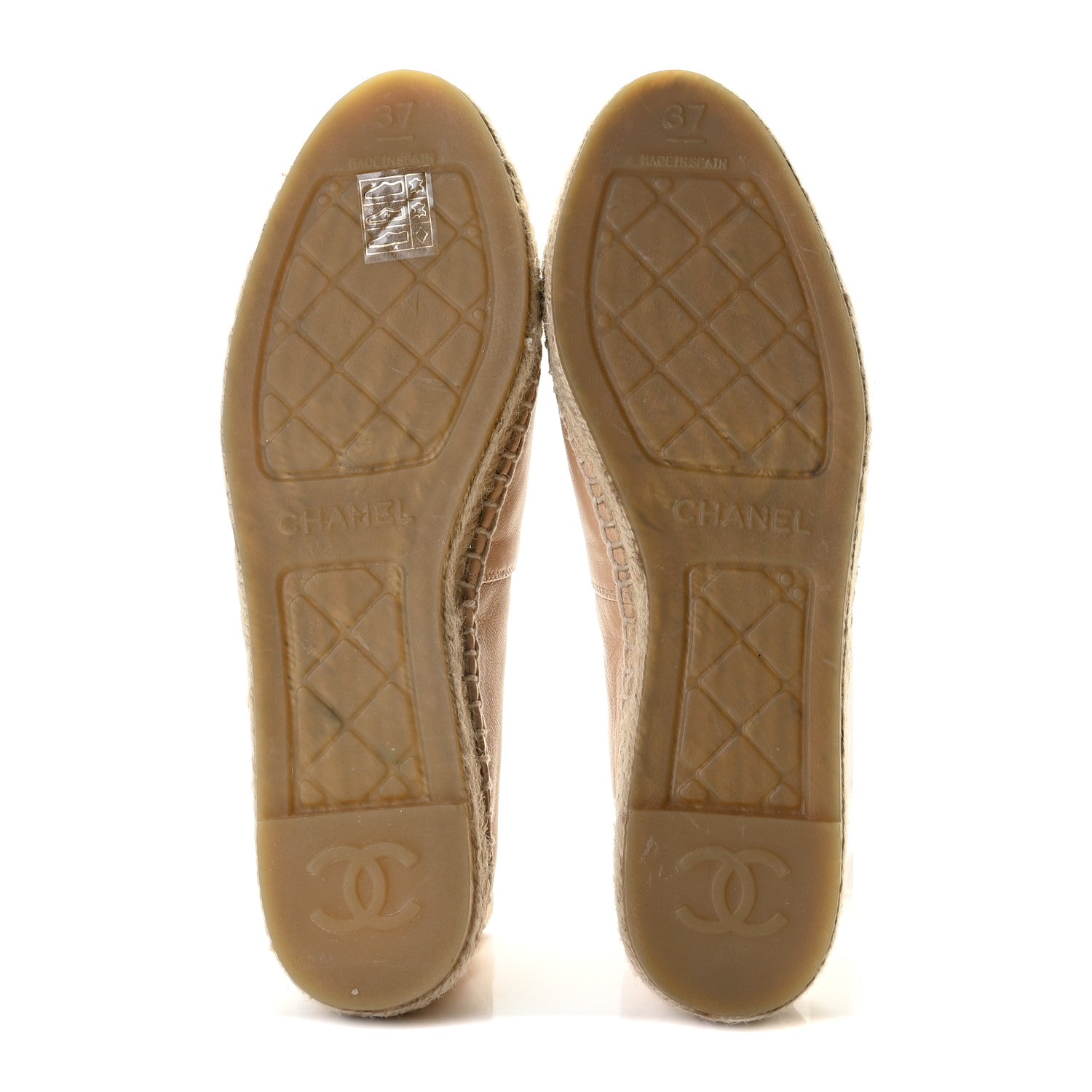 Chanel Lambskin CC Espadrilles 37 Beige Black 6 of 10
