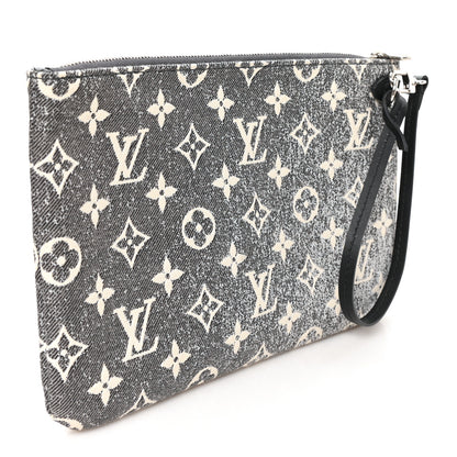 Louis Vuitton Denim Monogram Jacquard Neverfull MM GM Pochette Gray 3 of 6