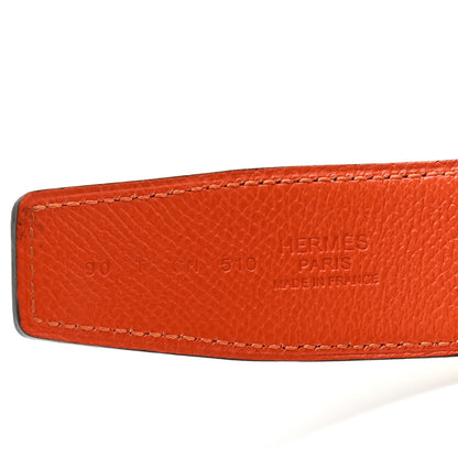 Hermes Epsom Swift 32mm Striee H Belt 90 36 White Orange 5 of 6