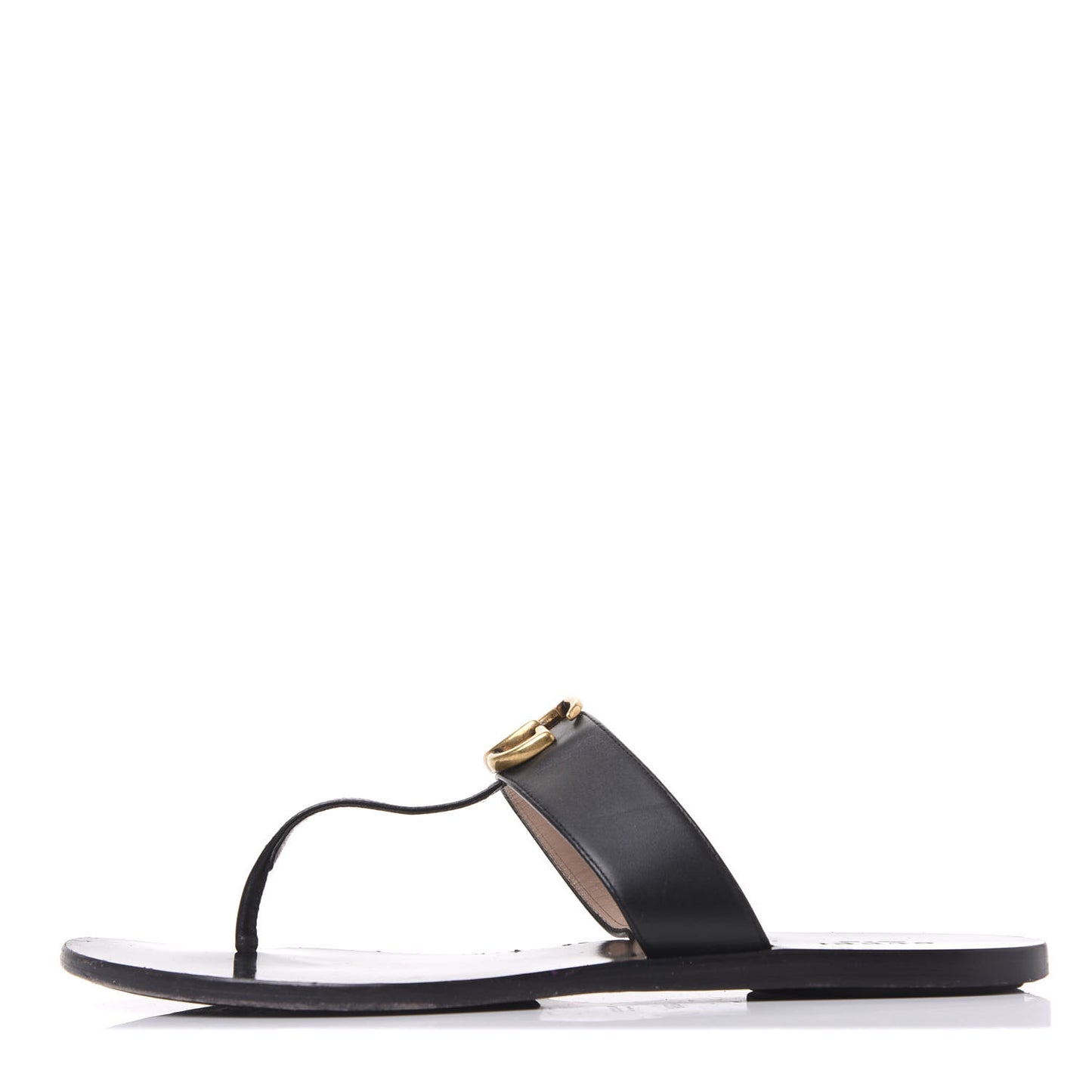 Calfskin GG Marmont Thong Sandals 39.5 Black