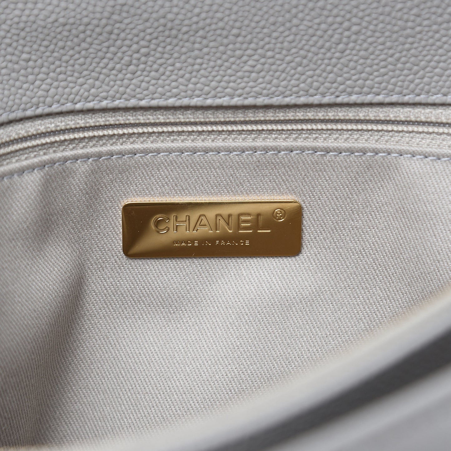Grained Calfskin Stitched Flap Grey