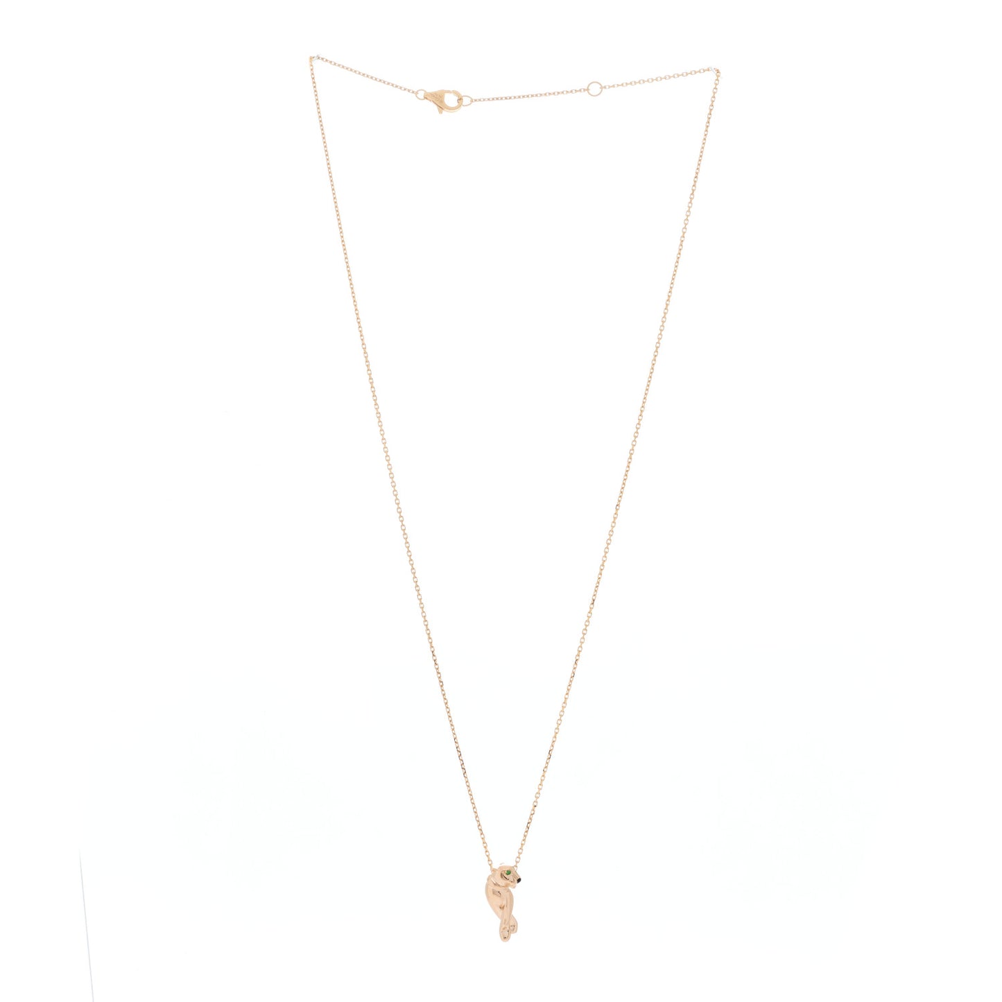 18K Pink Gold Tsavorite Black Lacquer Panthère De Cartier Pendant Necklace