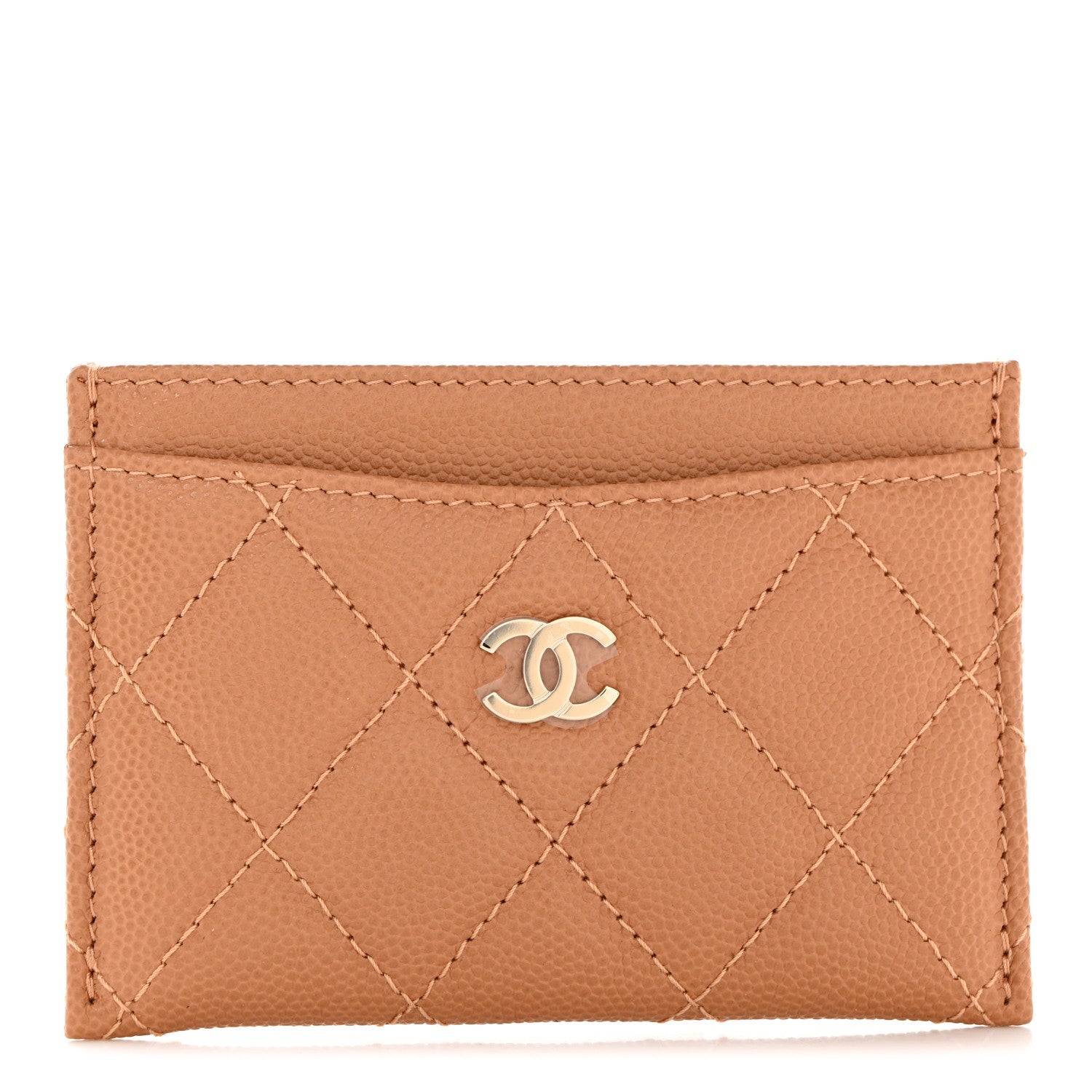 Chanel Caviar Quilted Card Holder Dark Beige 1 of 9