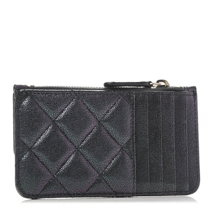 Chanel Iridescent Caviar Quilted Flap Zip Card Holder Black 2 of 4
